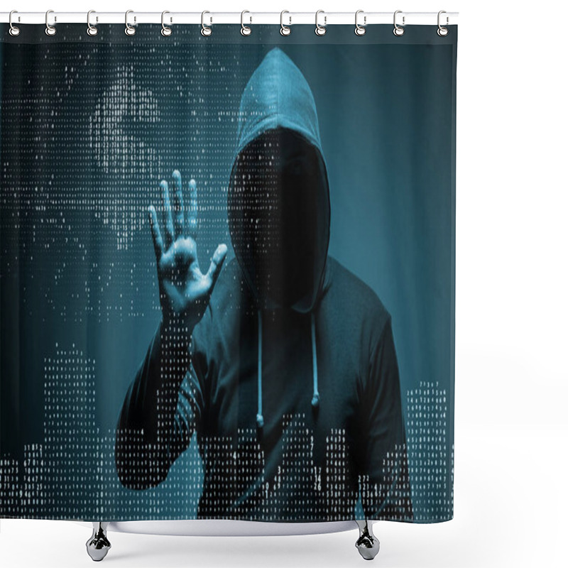 Personality  Hacker Stealing Dollars From Bank Shower Curtains