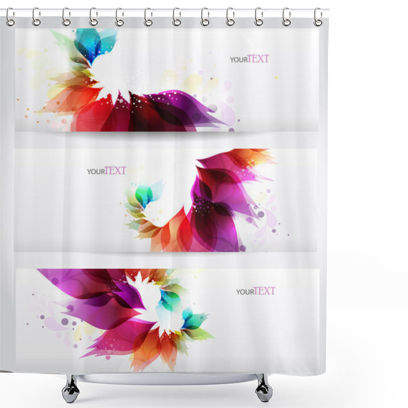 Personality  Floral Vector Background Brochure Template. Shower Curtains