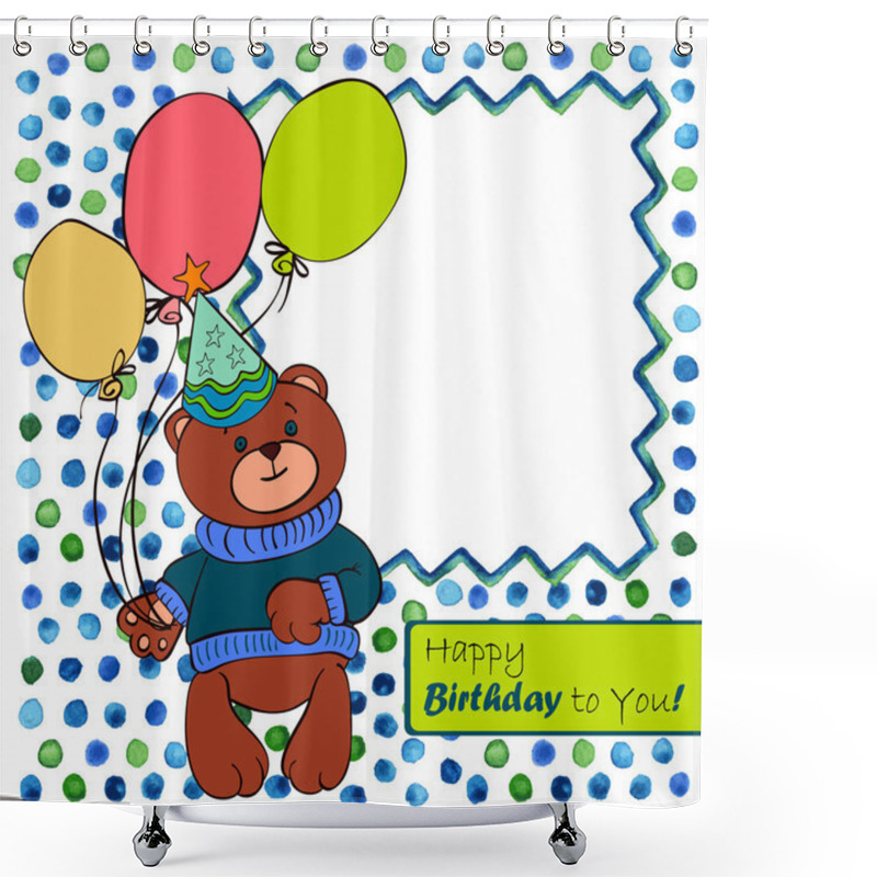 Personality  Card With Bear Boy Shower Curtains