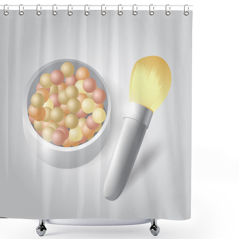 Personality  Vector Illustration Of Cosmetic Powder And Brush Shower Curtains