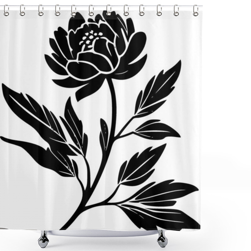 Personality  Peony - Minimalist And Simple Silhouette - Vector Illustration Shower Curtains