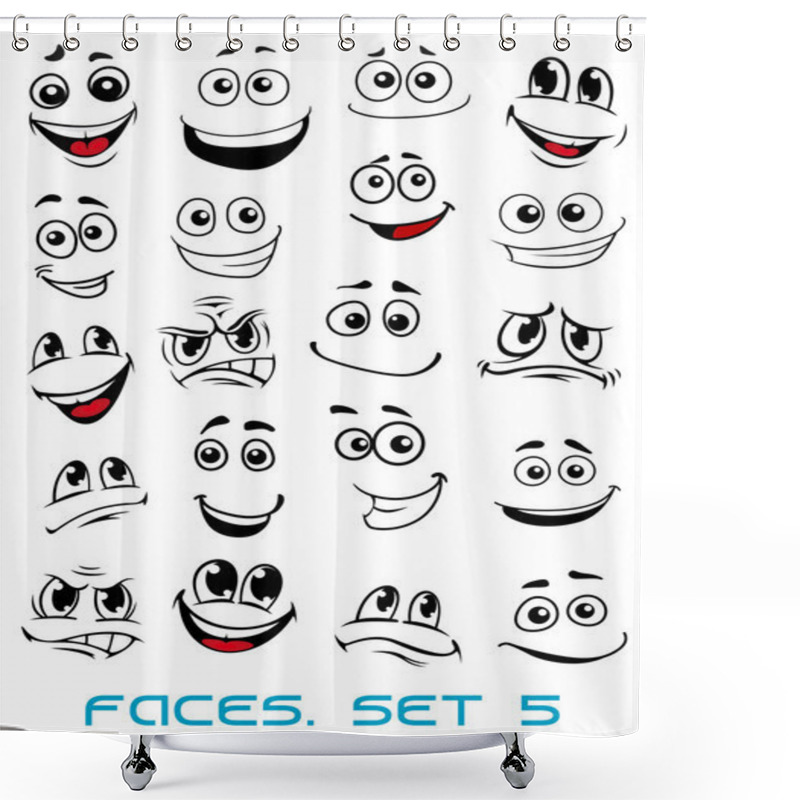 Personality  Cartoon Faces With Different Expressions Shower Curtains