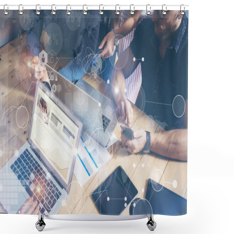 Personality  Businessman Working With Notebook Shower Curtains