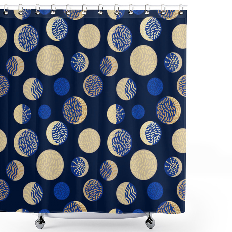 Personality  Moon Phases. Abstract Seamless Vector Pattern. Shower Curtains