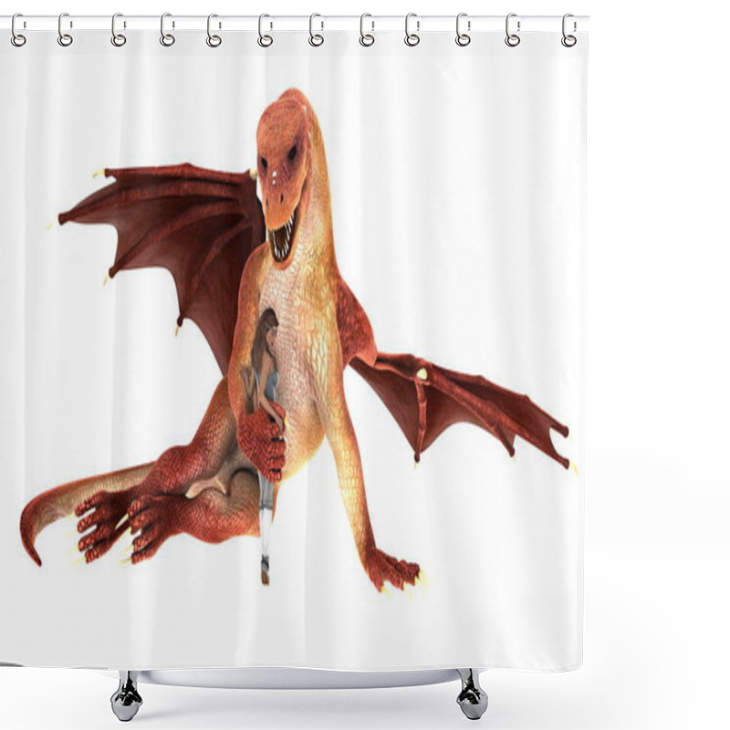 Personality  3D CG Rendering Of A Beauty And Dragon Shower Curtains