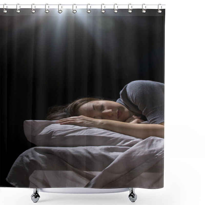 Personality  Woman Sleeping In Bed Shower Curtains