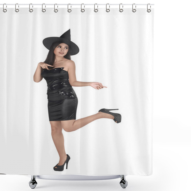 Personality  Asian Witch Woman With Black Hat Shower Curtains