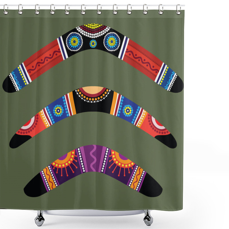 Personality  Vector Boomerangs With Aboriginal Design Shower Curtains