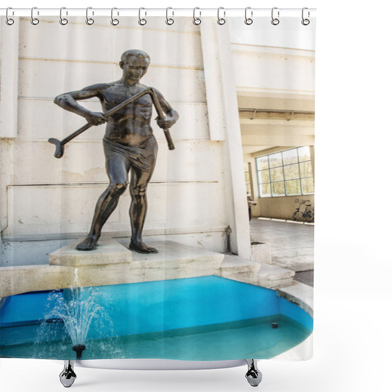 Personality  Crutch Breaker Statue, Piestany, Slovakia, Symbolic Object Shower Curtains