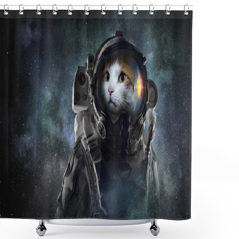 Personality  First Trip To Space. Mixed Media Shower Curtains