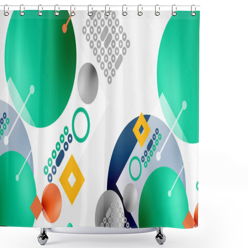 Personality  Minimalistic Abstract Vector Design, Layered Geometric Shapes Circles, Squares, And Triangles With Soft Pastel Gradients And Semi-transparent Effects. Perfect For Contemporary Use Shower Curtains