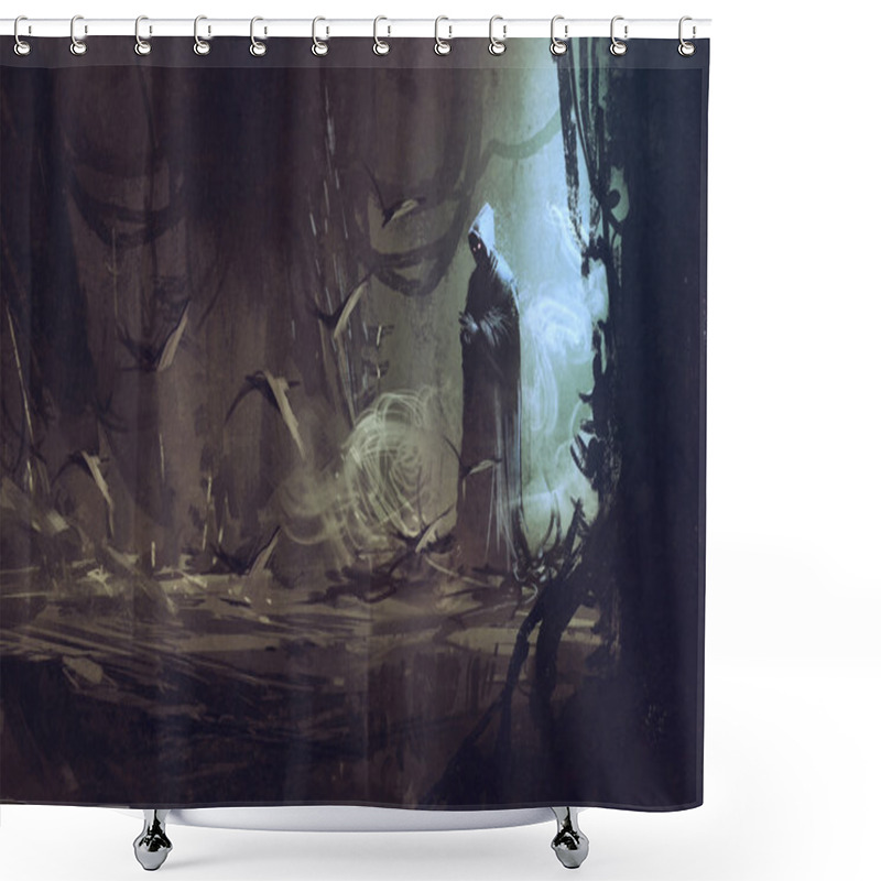 Personality  Dark Cloak In Mysterious Forest,wizard Shower Curtains