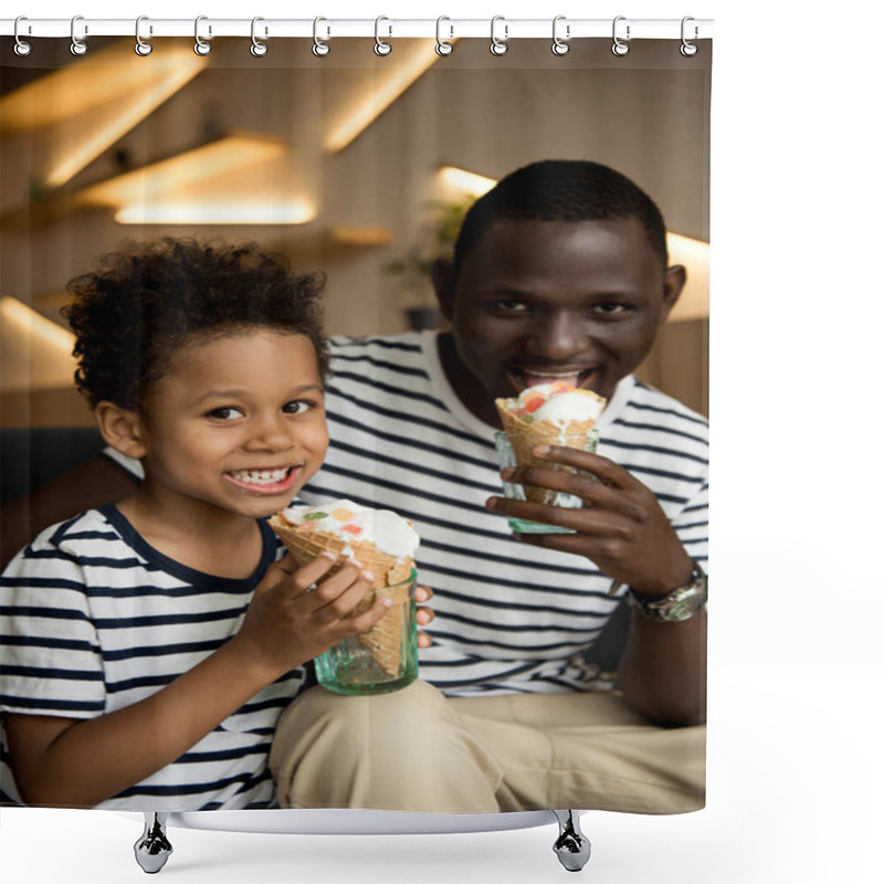 Personality  Father And Son Eating Ice Cream  Shower Curtains