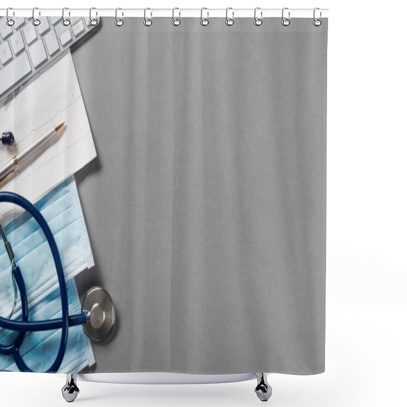 Personality  Medical Items On Gray Surface Shower Curtains