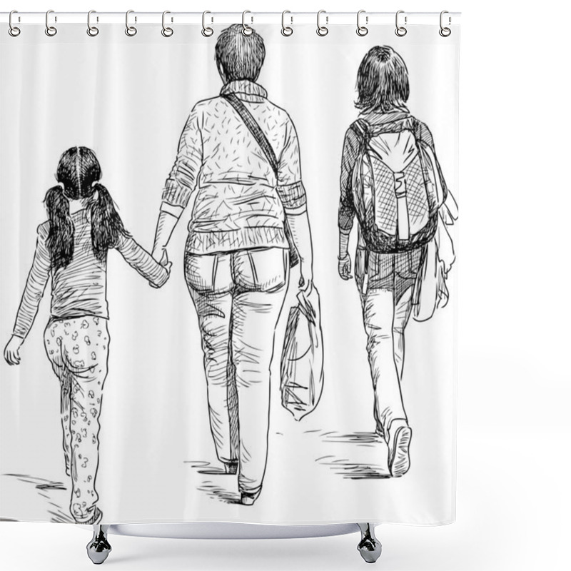 Personality  Mother With Her Children Shower Curtains