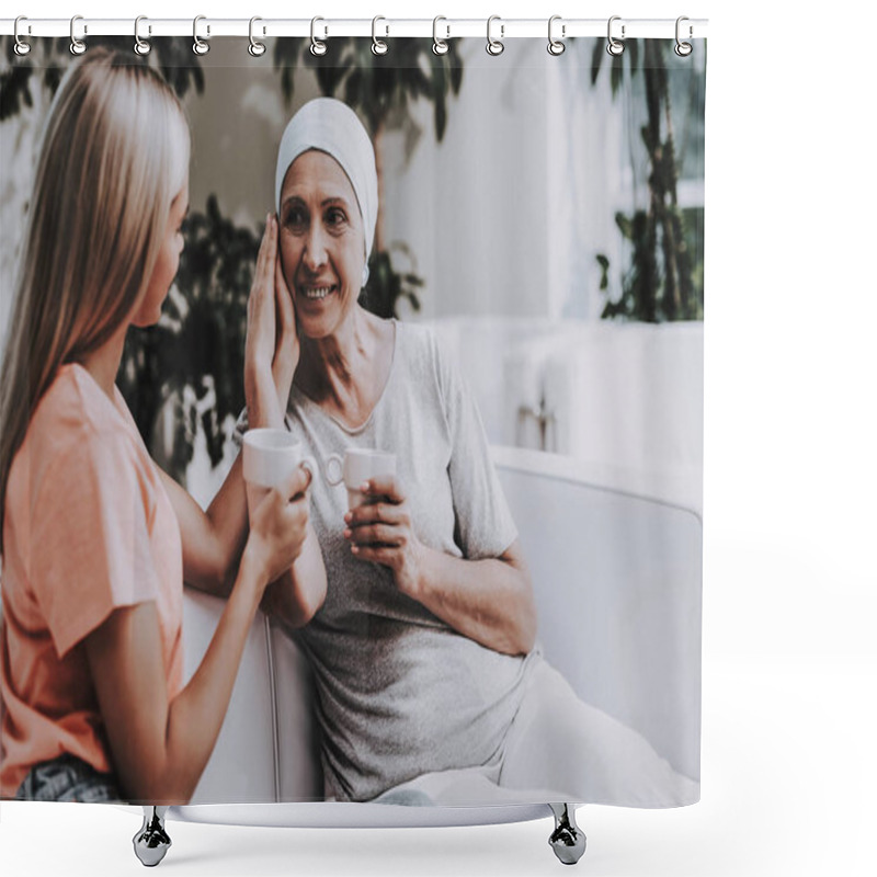 Personality  Patient Undergoes Rehabilitation. Cancer Patient On Sofa. Woman With Daughter. Recovering Woman. Remission. Clinic. Cancer Patient. Smiling Women. Lobby. Flowerpots With Flowers. Smiling Women. Shower Curtains