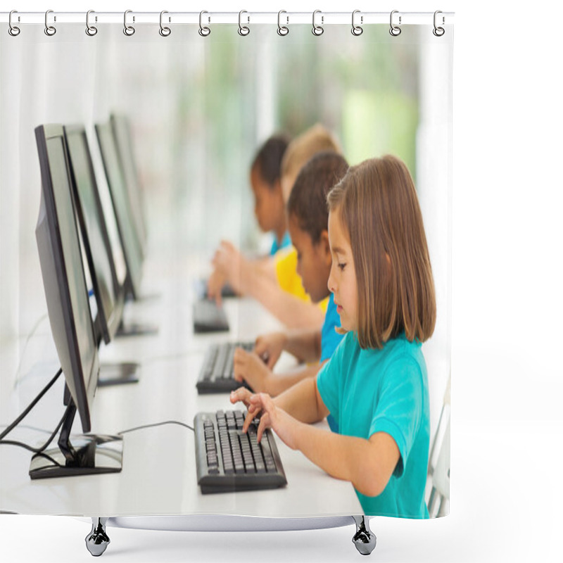 Personality  Elementary School Students In Computer Class Shower Curtains