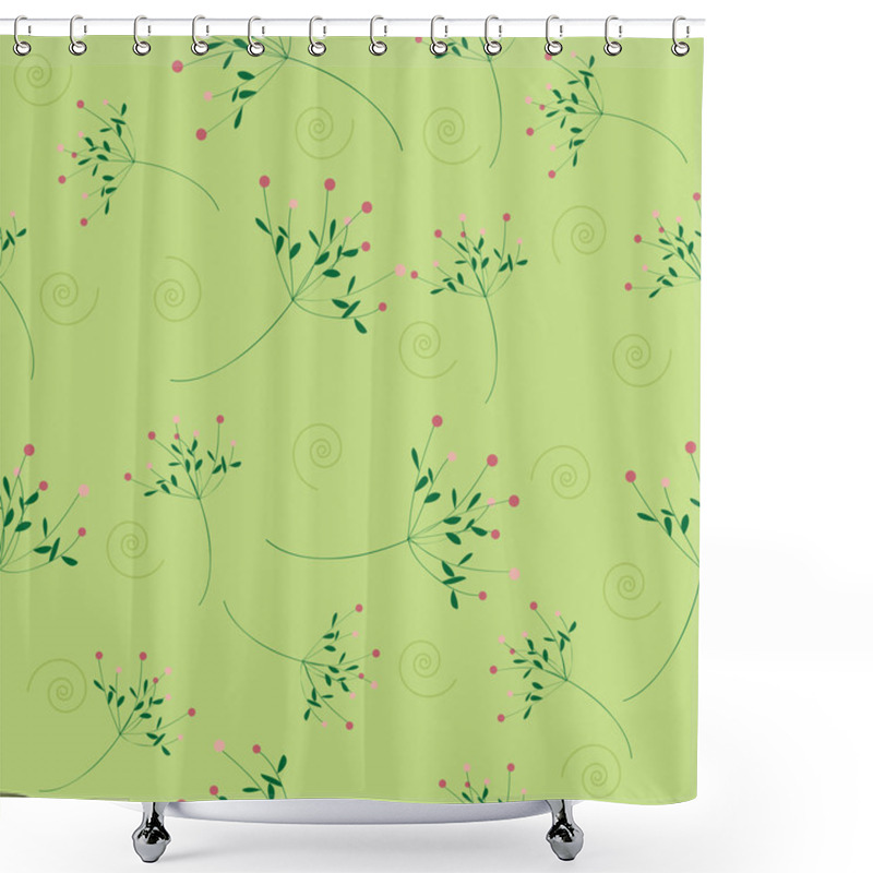 Personality  Seamless Flower Pattern Green Background,vector Shower Curtains