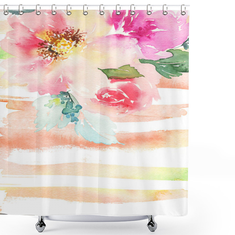 Personality  Greeting Card With Flowers. Shower Curtains