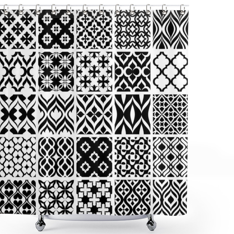 Personality  Set Of Black And White Patterns Shower Curtains