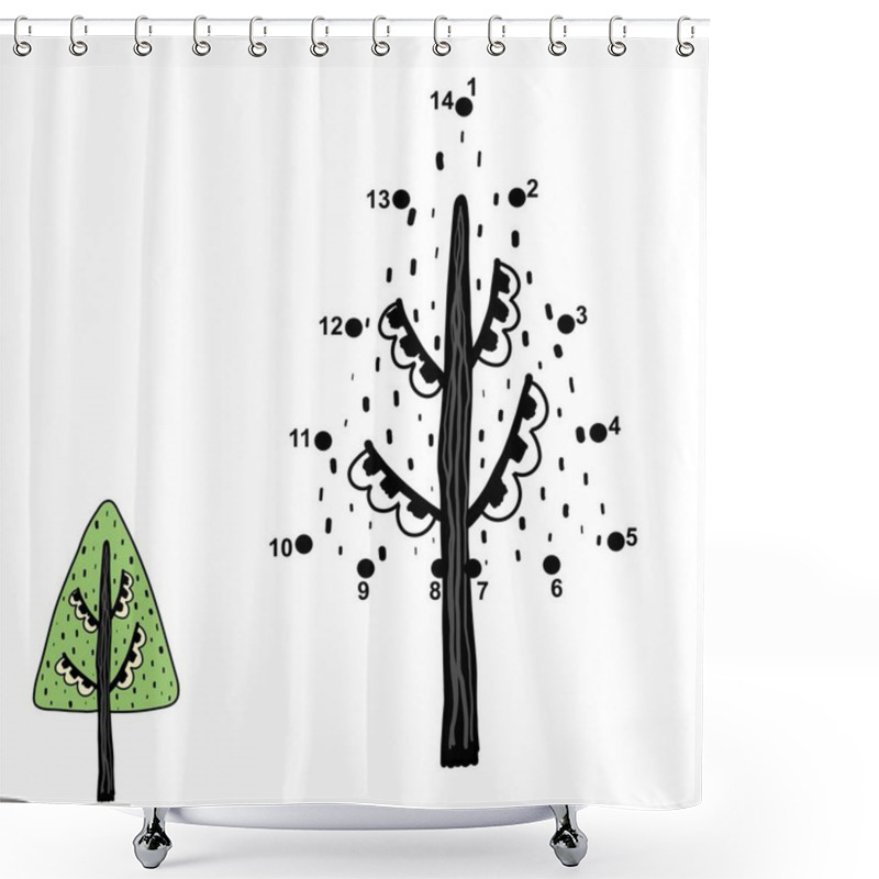 Personality  Connect The Dots And Draw A Tree. Numbers Game For Kids Shower Curtains