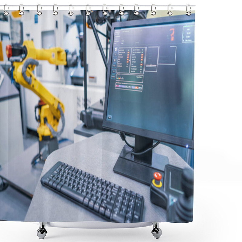 Personality  Robotic Arm Production Lines Modern Industrial Technology. Automated Production Cell. Shower Curtains