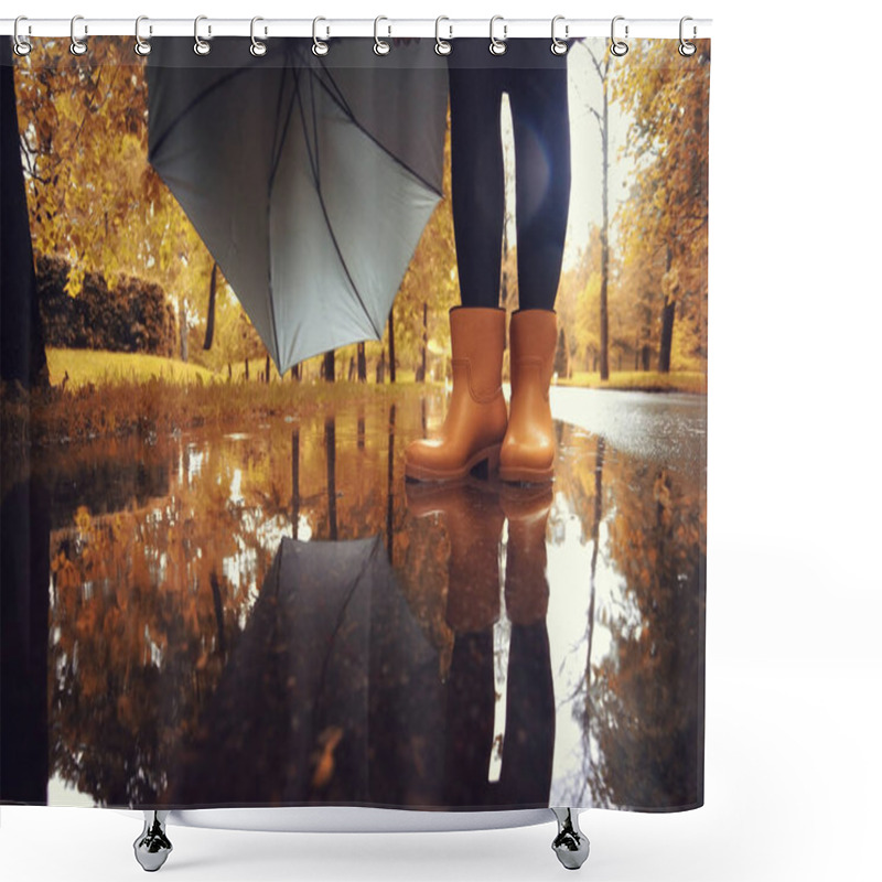 Personality  Woman Feet In Rubber Boots Shower Curtains