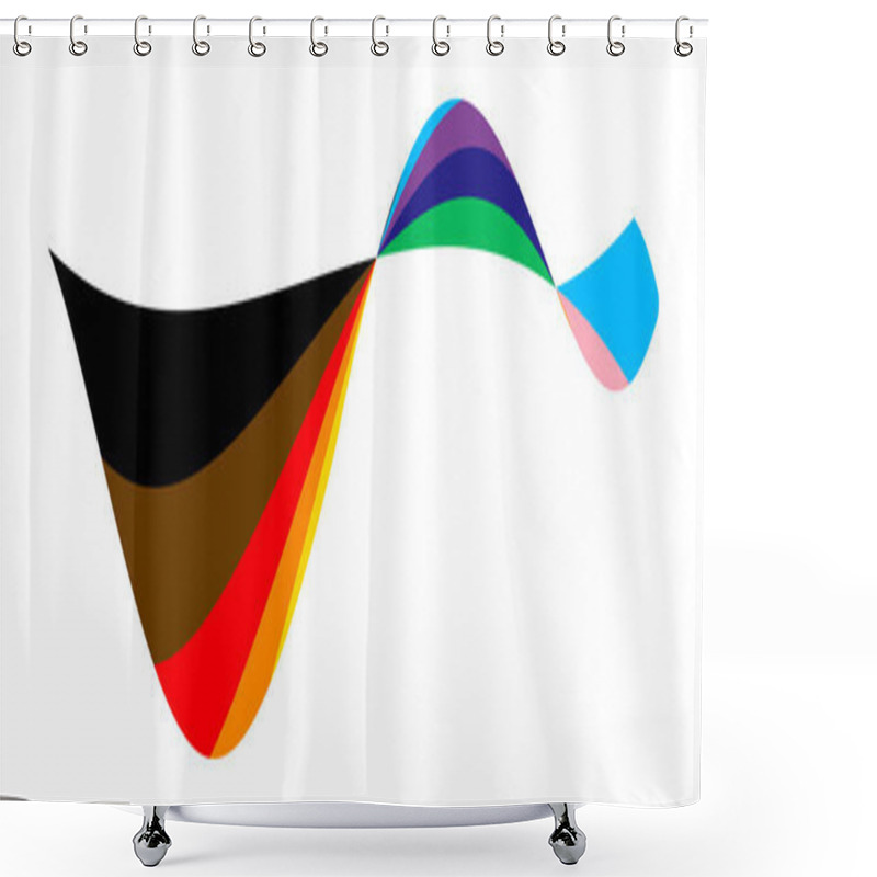 Personality  Pride Wavy Lines Shape. Modern Wave Icon With LGBTQ Pride Flag Colours. Colored Striped Shape For Design. Vector Illustration Isolated On White Background. Shower Curtains