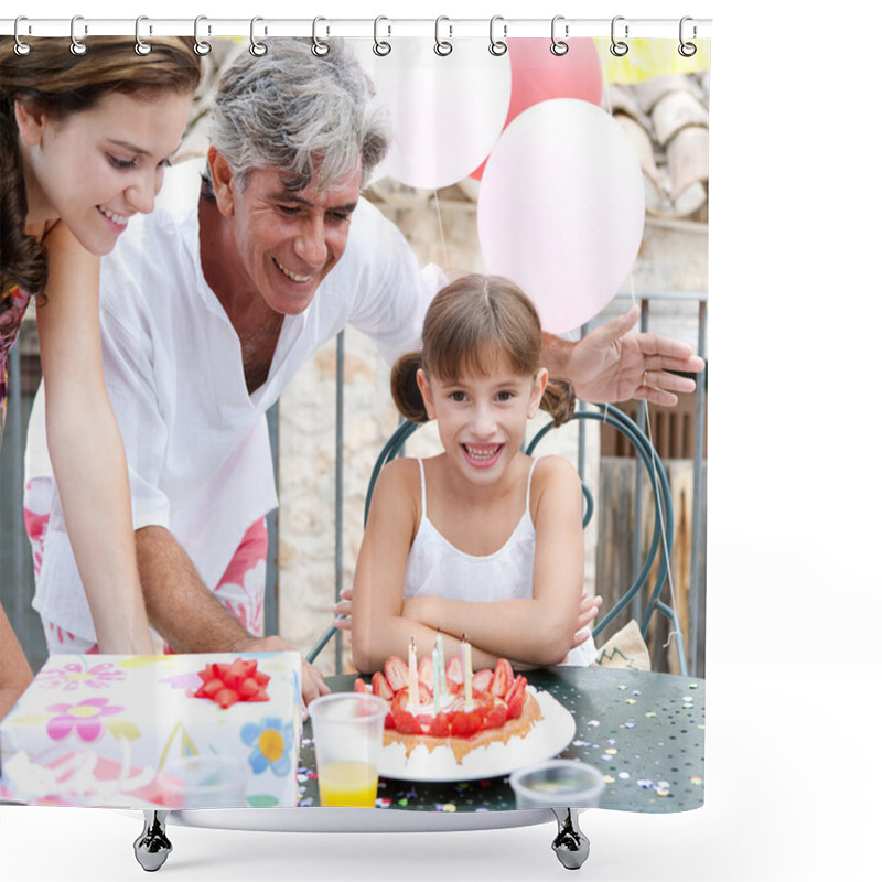 Personality  Family Celebrating A Girl Child Birthday Shower Curtains