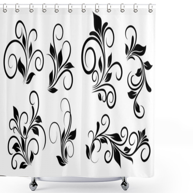 Personality  Flourish Swirls Vector Elements Shower Curtains