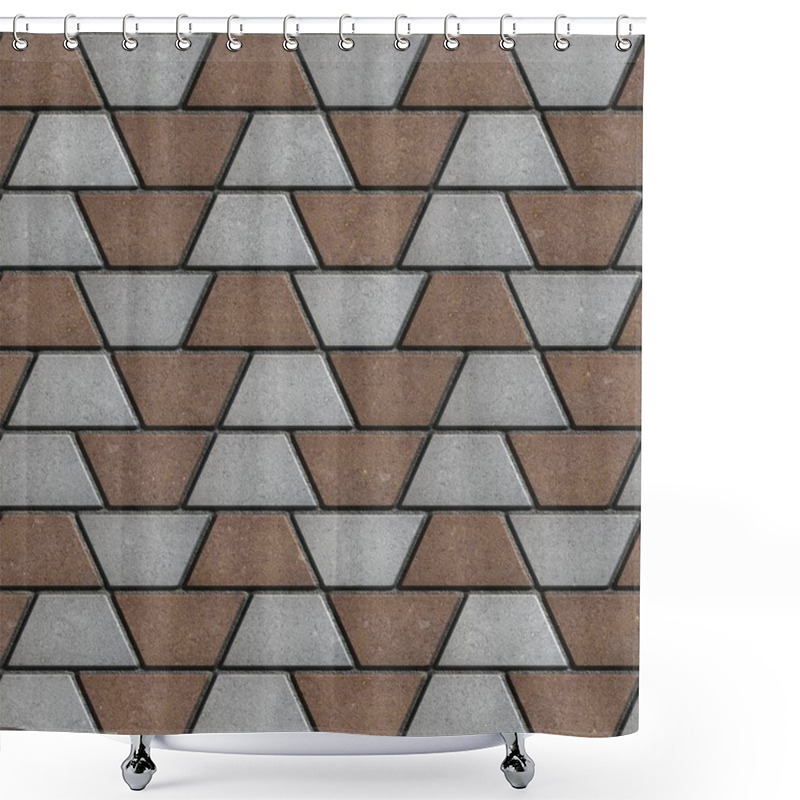 Personality  Gray-Brown Paving Slabs In The Form Trapezoids. Shower Curtains