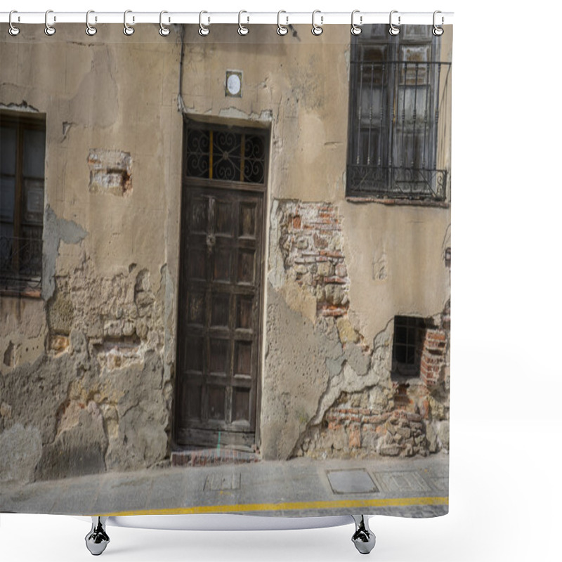 Personality  Street, Medieval Door Spanish City Of Segovia. Shower Curtains