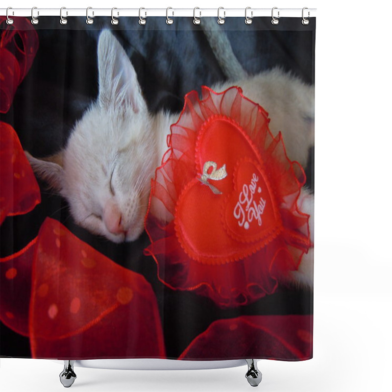 Personality  Little Kitten In Love Shower Curtains