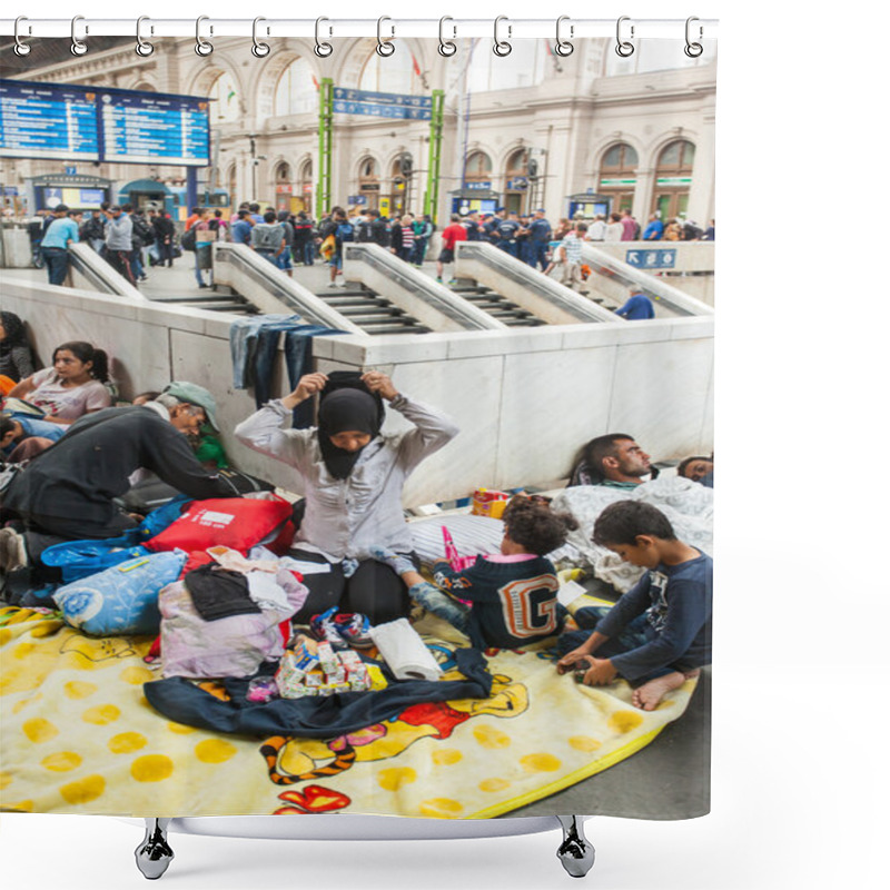 Personality  War Refugees At The Keleti Railway Station Shower Curtains