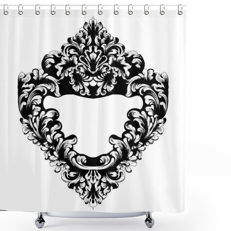 Personality  Imperial Baroque Mirror Frame Vector. French Luxury Rich Intricate Ornaments. Victorian Royal Style Decors Shower Curtains