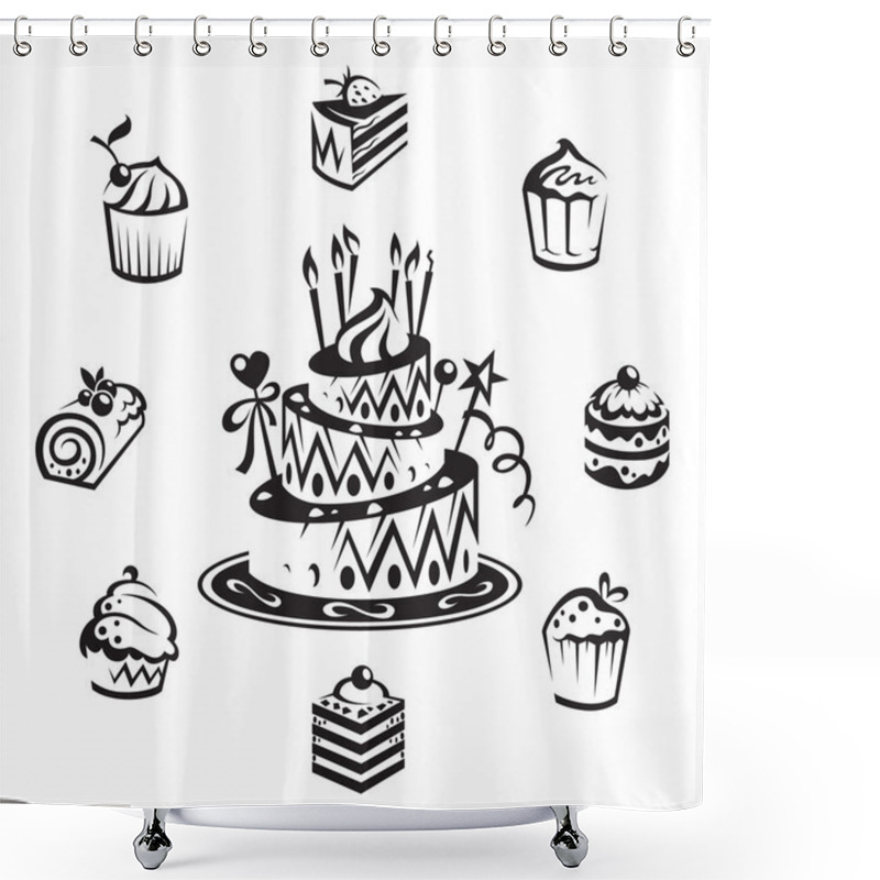 Personality  Set Of Cakes Shower Curtains