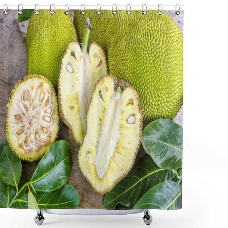 Personality  Cross-section Of Giant Jack-fruit.Tropical Fruit. Shower Curtains