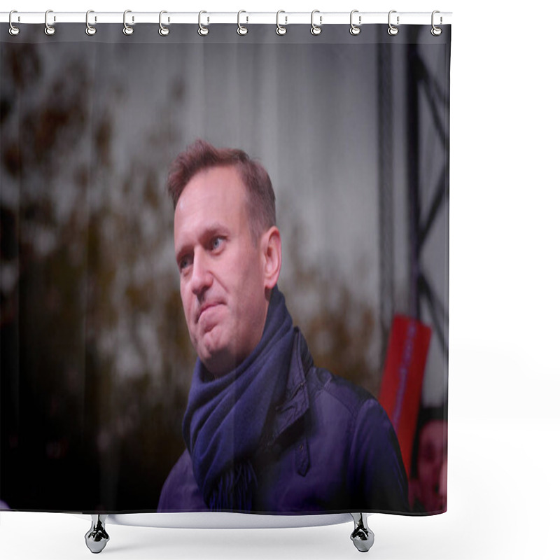 Personality  Novosibirsk, Russia-October 3, 2017.Politician Alexei Navalny Speaks At An Opposition Rally Shower Curtains