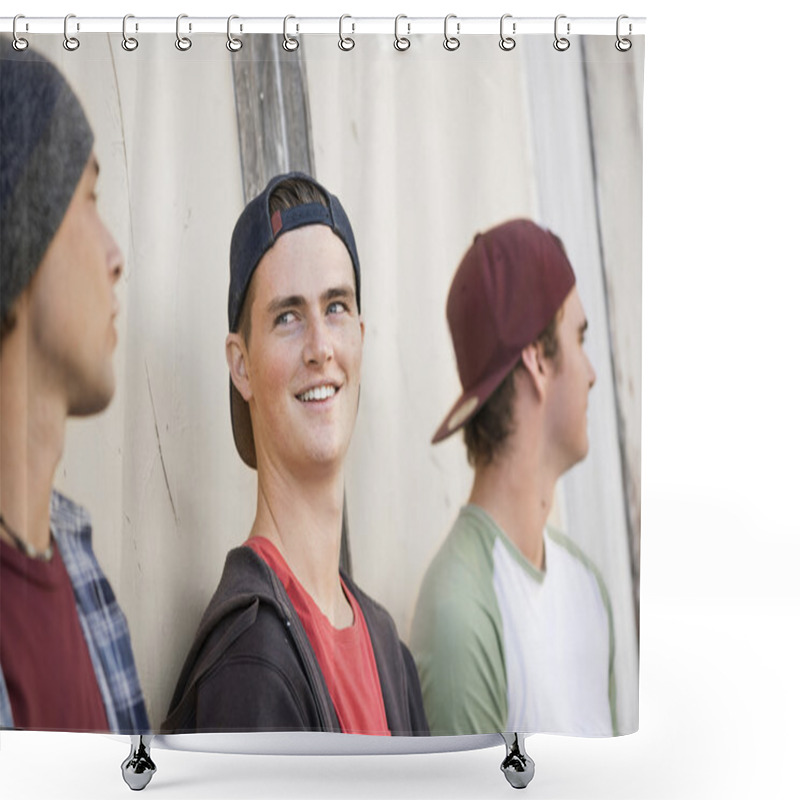 Personality  Positive Teenage Friends With Skateboards Shower Curtains