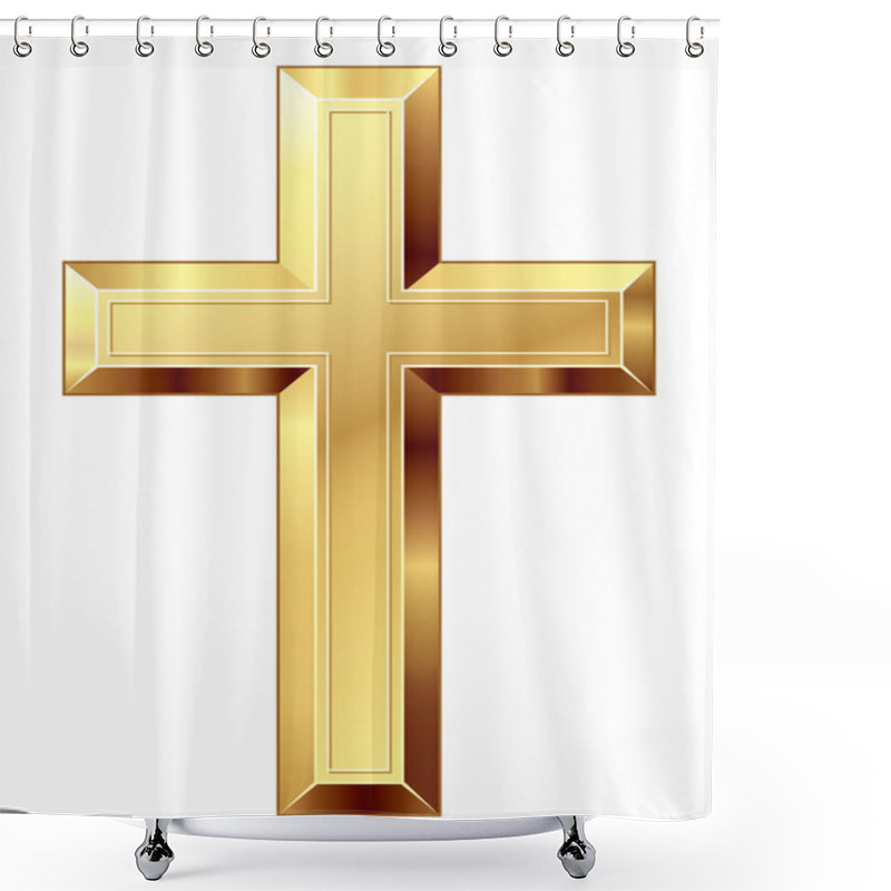 Personality  Gold Cross Shower Curtains