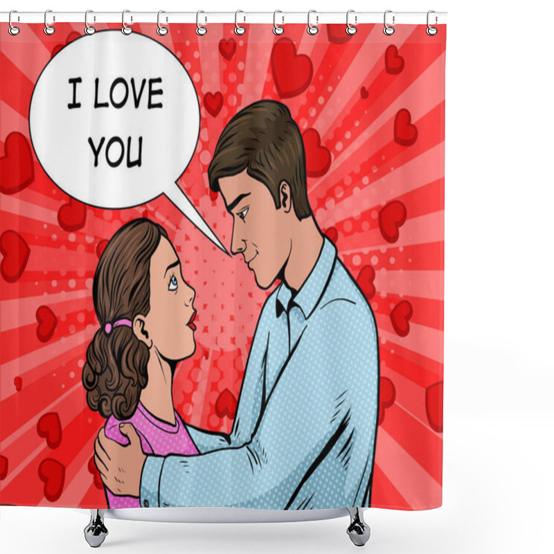 Personality  Couple In Love Pop Art Style Vector Illustration Shower Curtains