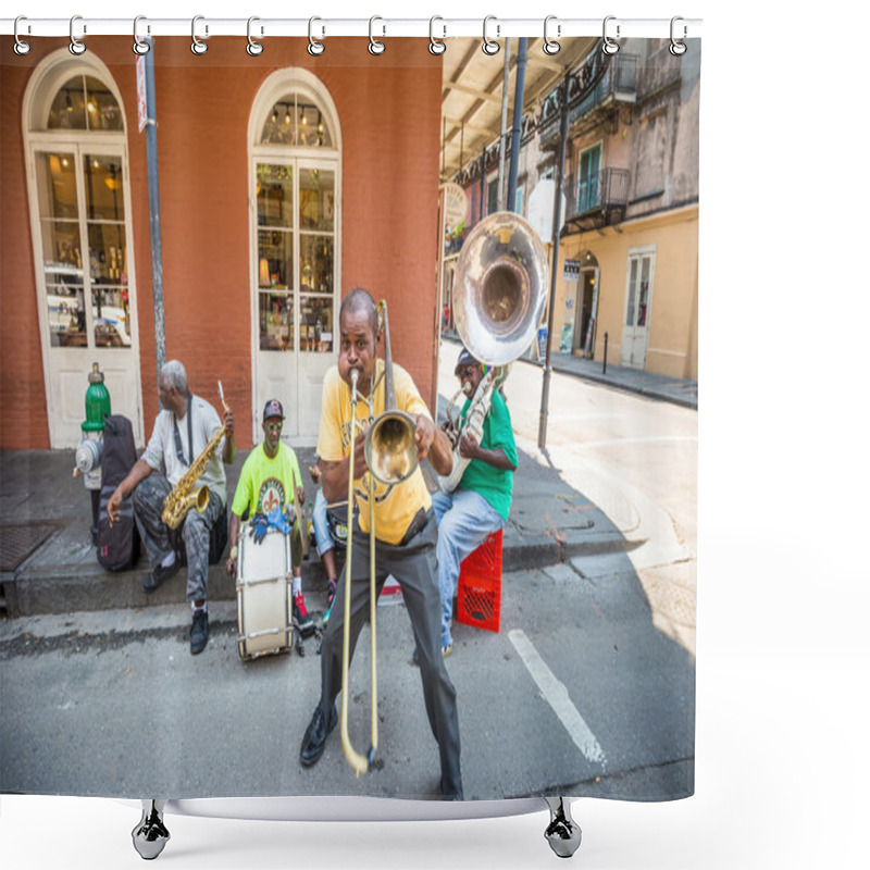 Personality  Jazz Band In French QuarterIn, New Orleans Shower Curtains