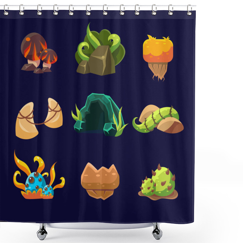 Personality  Forest Elements For Game. Shower Curtains