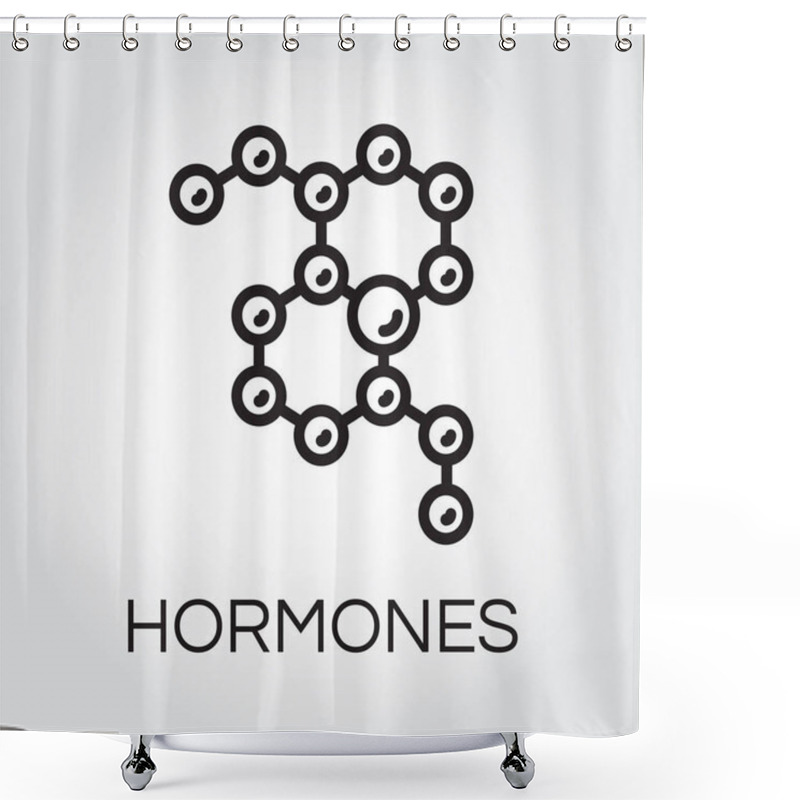 Personality  Symbol Of Hormones Chain In Abstract Linear Style. Black Icon Shower Curtains