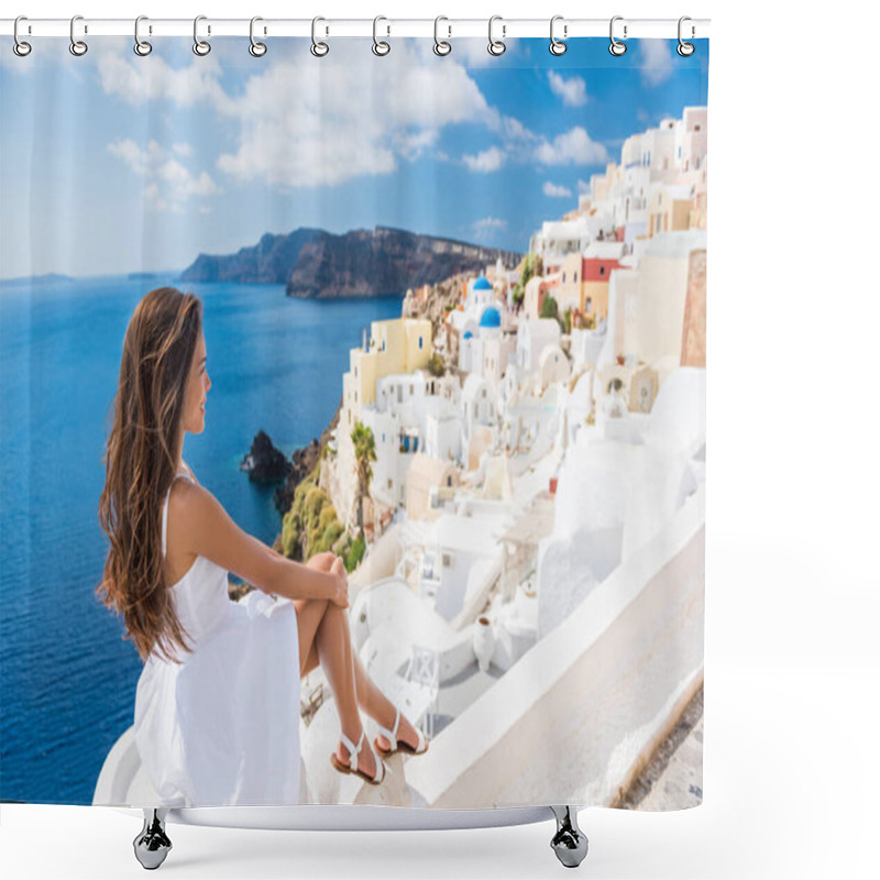 Personality  Europe Travel Destination Tourist Woman In Greece Shower Curtains