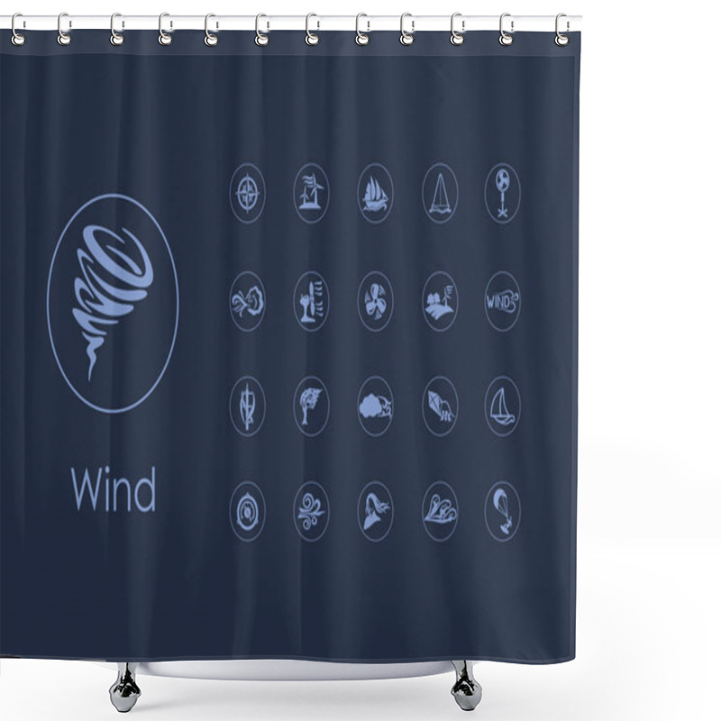 Personality  Set Of Wind Simple Icons Shower Curtains