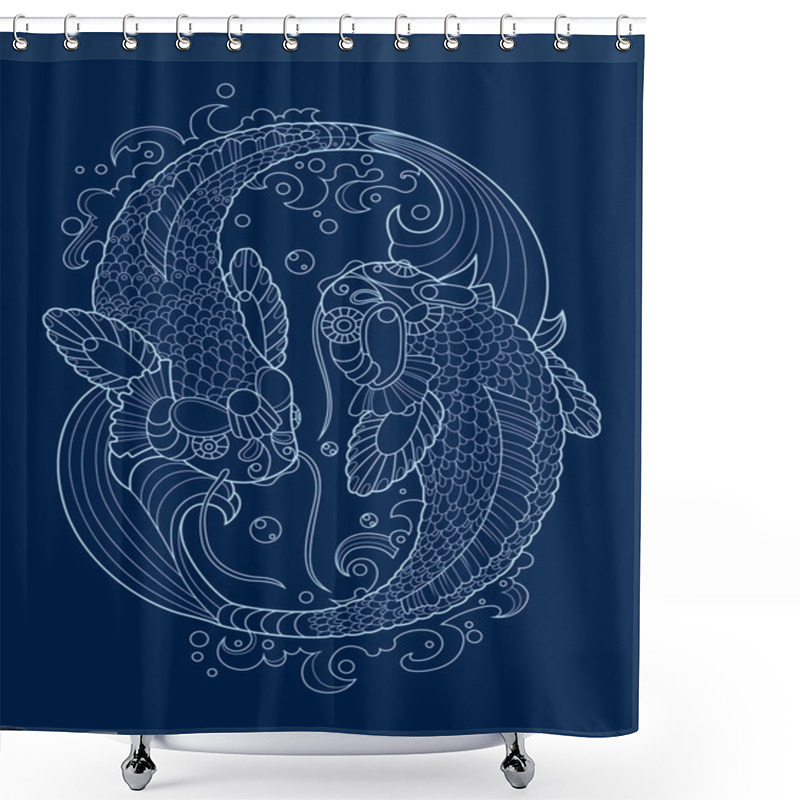 Personality  Koi Carp Tattoo Design Vector Illustration Shower Curtains