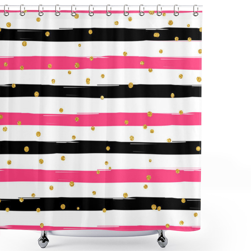 Personality  Gold Glittering Polka Dots Confetti Shower Curtains