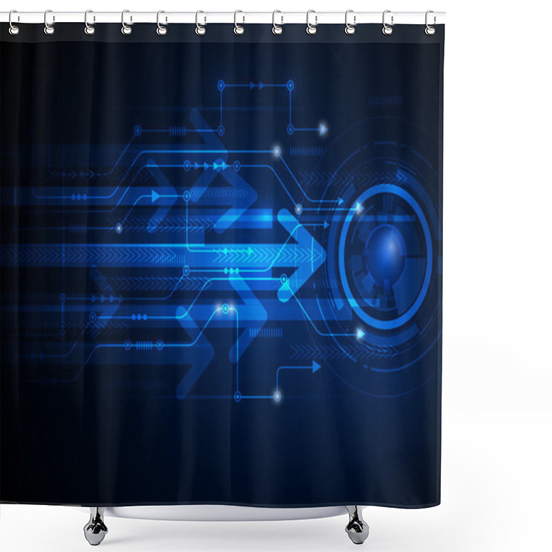 Personality  Vector Illustration  Hi-tech Blue Abstract Technology Background Shower Curtains