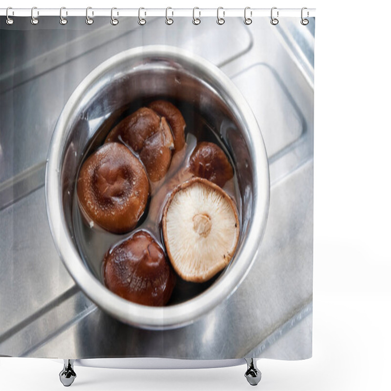 Personality  Dried Shiitake, Soak Dried Shiitake Mushrooms In Water Shower Curtains